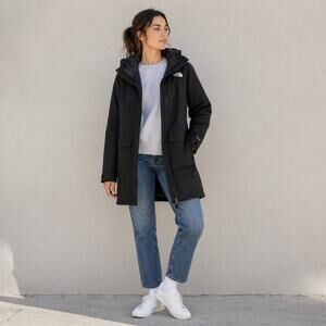 The North Face TNF City Breeze Rain Parka Jacket Womens XL Black Hooded